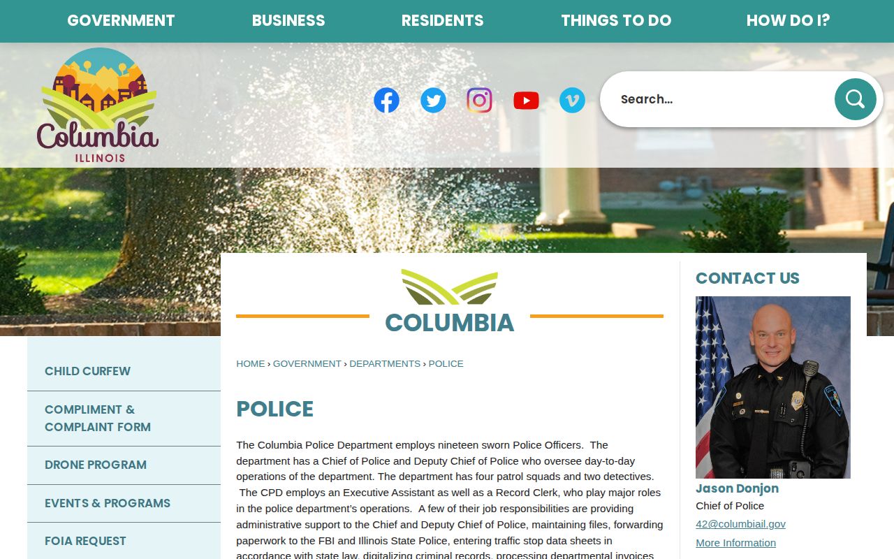 Columbia Police Department arrest-record source for Monroe County
