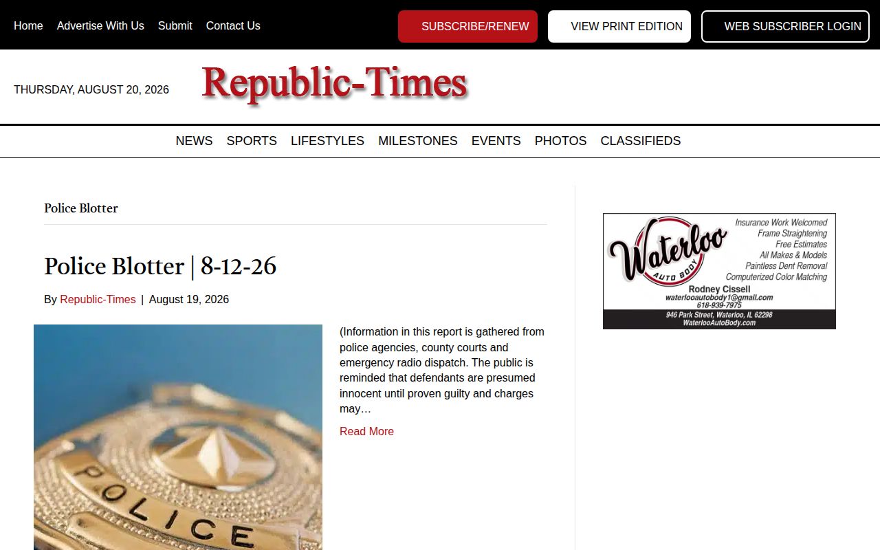 Republic-Times Monroe County police blotter source
