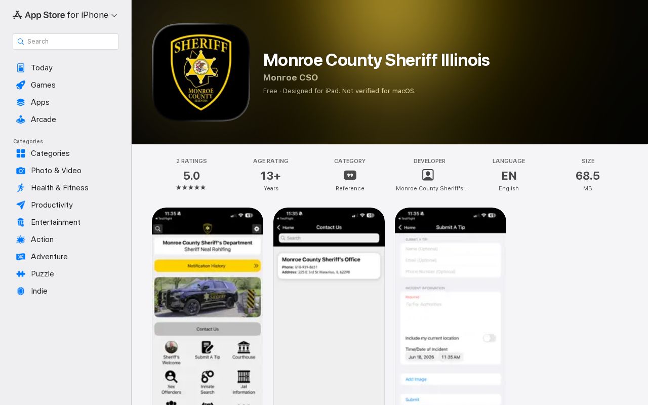 Monroe County Sheriff app for public-safety and jail information