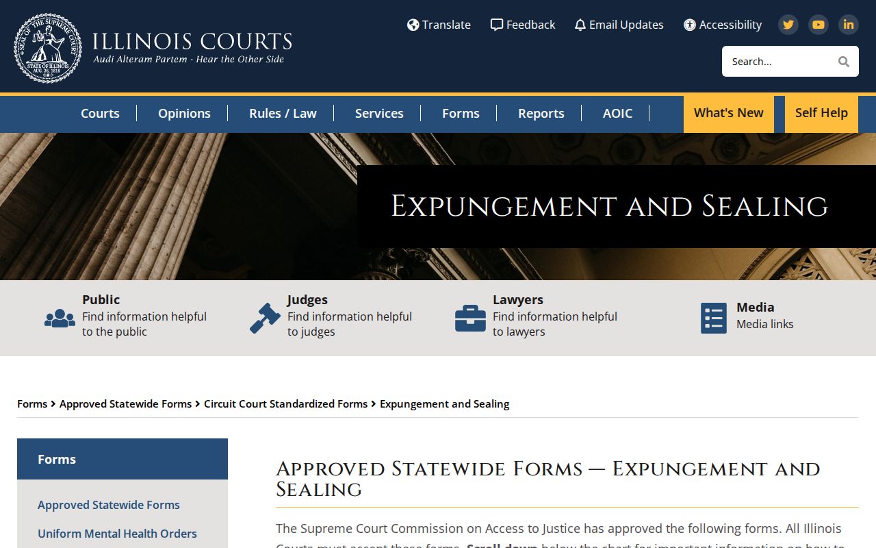 Illinois court expungement forms for Monroe County record access