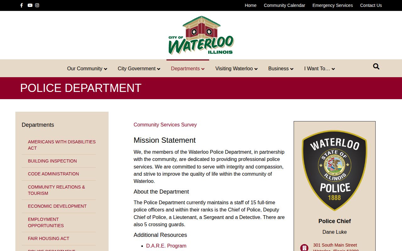 Waterloo Police Department arrest-record source for Monroe County